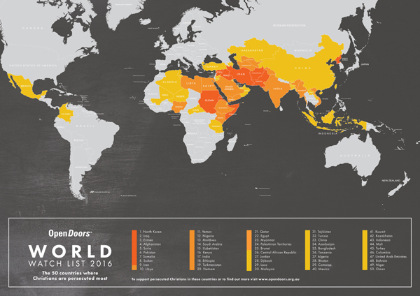 World Watch List 2016 map