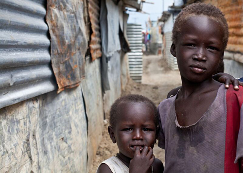 Displaced children at the Malakal UN compound South Sudan