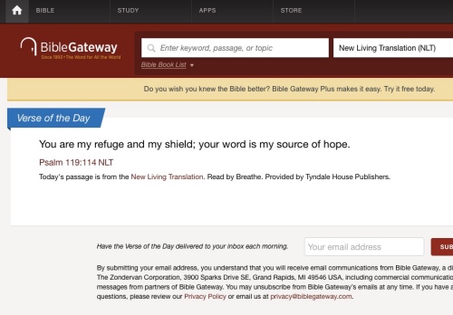 Bible Gateway homepage