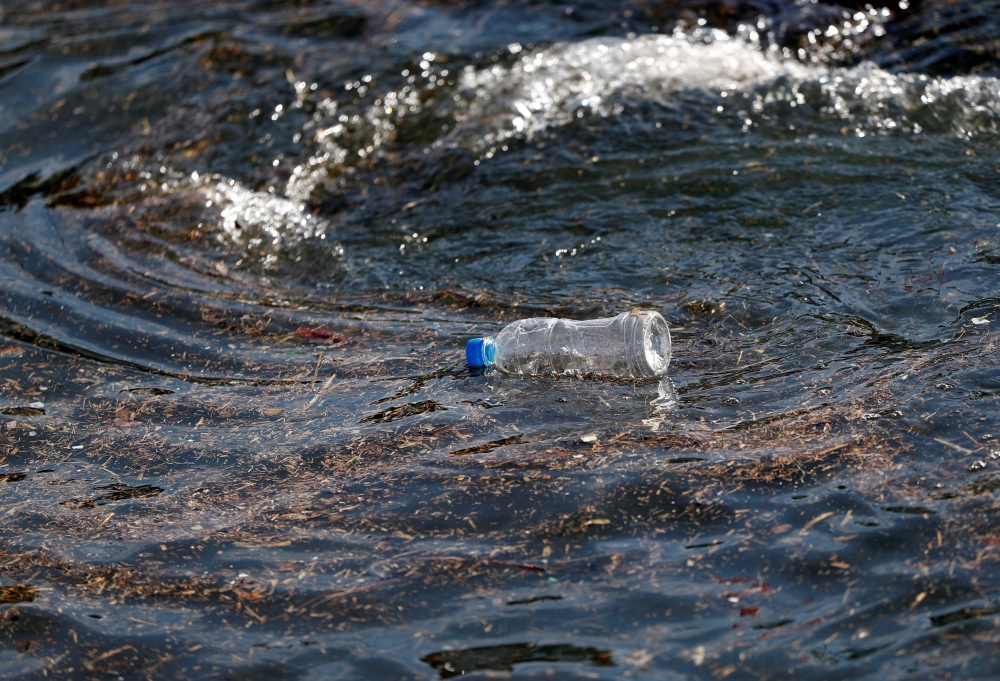 Plastic bottle on water