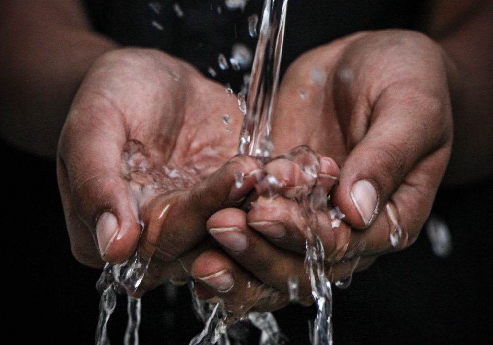 Water on hands