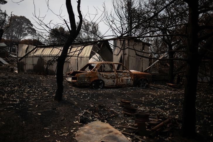 Australia bushfires burntout car