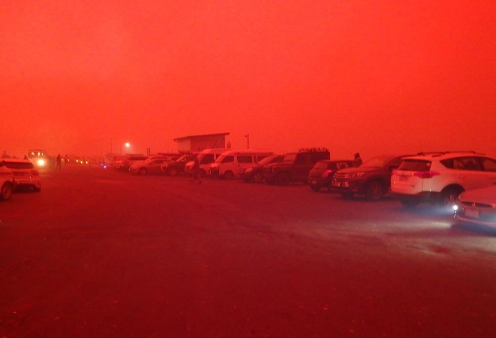 Australian bushfires red skies over Mallacoota