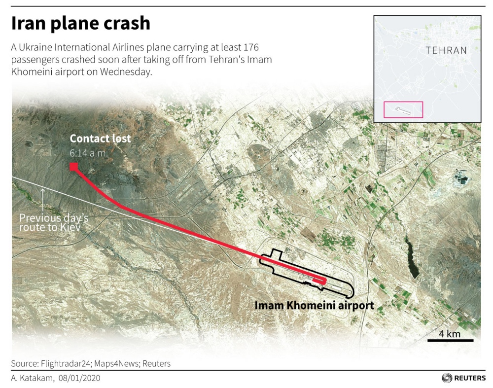 Iran air crash graphic