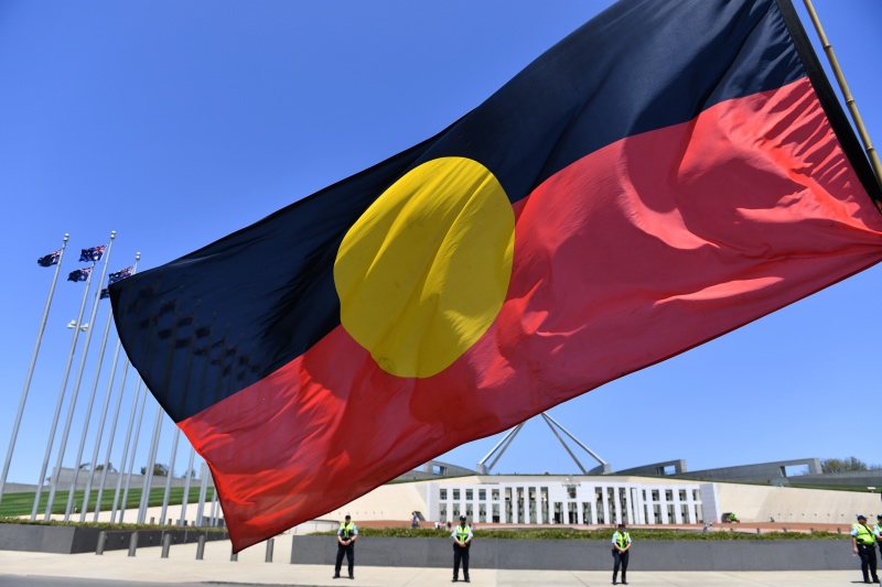 Aboriginal flag and Parliament House