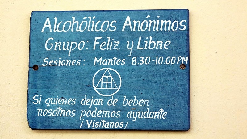 Alcoholics Anonymouse meeting sign Cuba