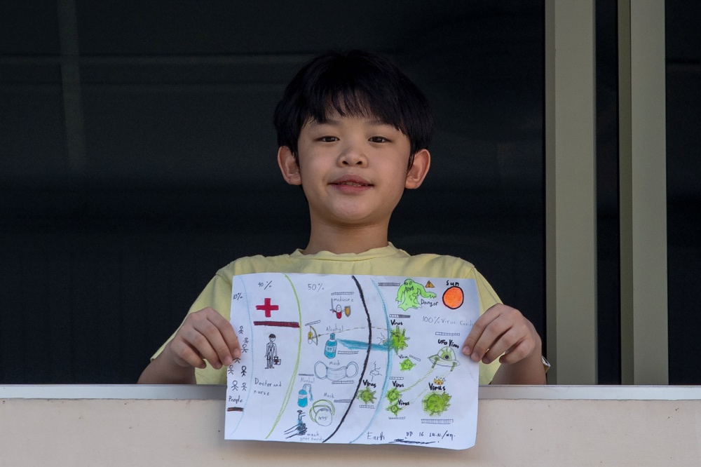 Coronavirus children drawing China