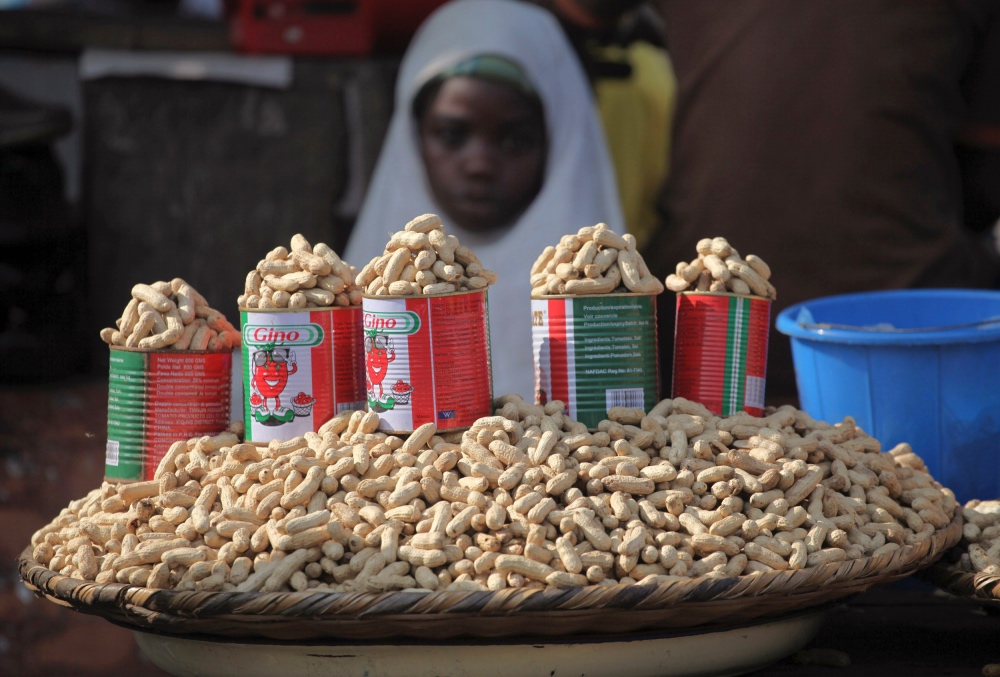 Nigeria Groundnuts at a roadside stall