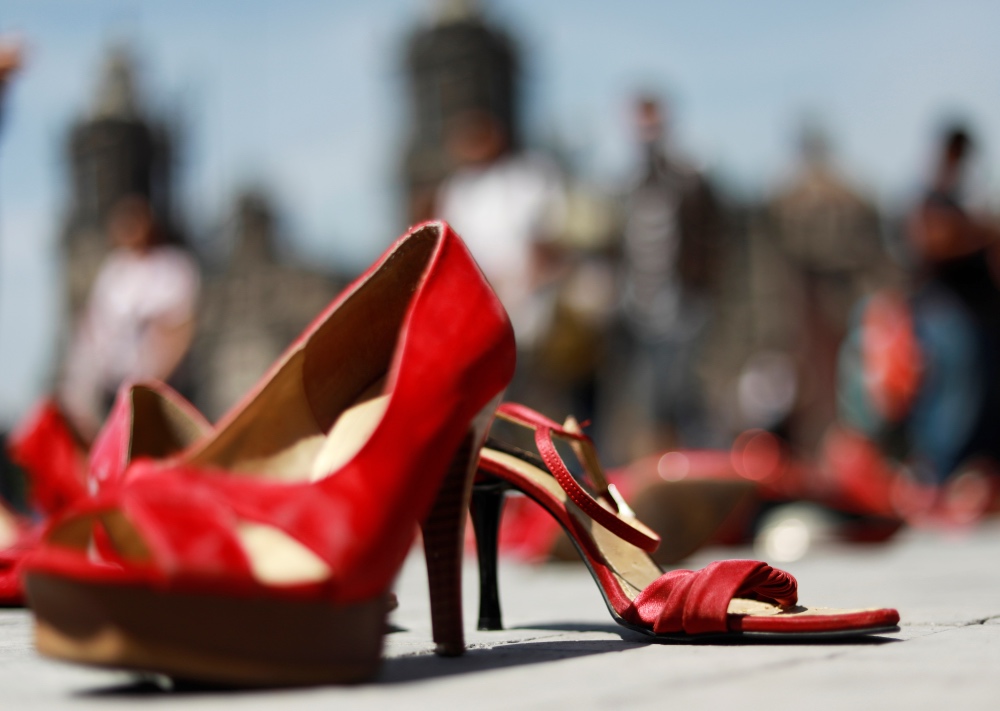 Red shoes Mexico violence against women protest