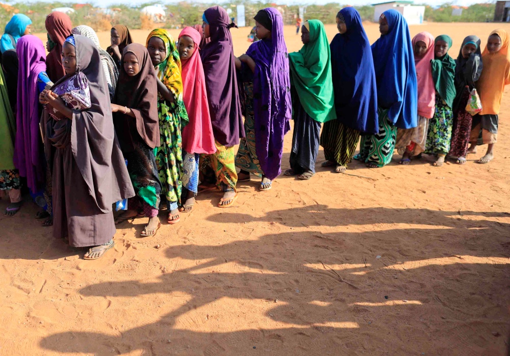 Somalia girls in a queue