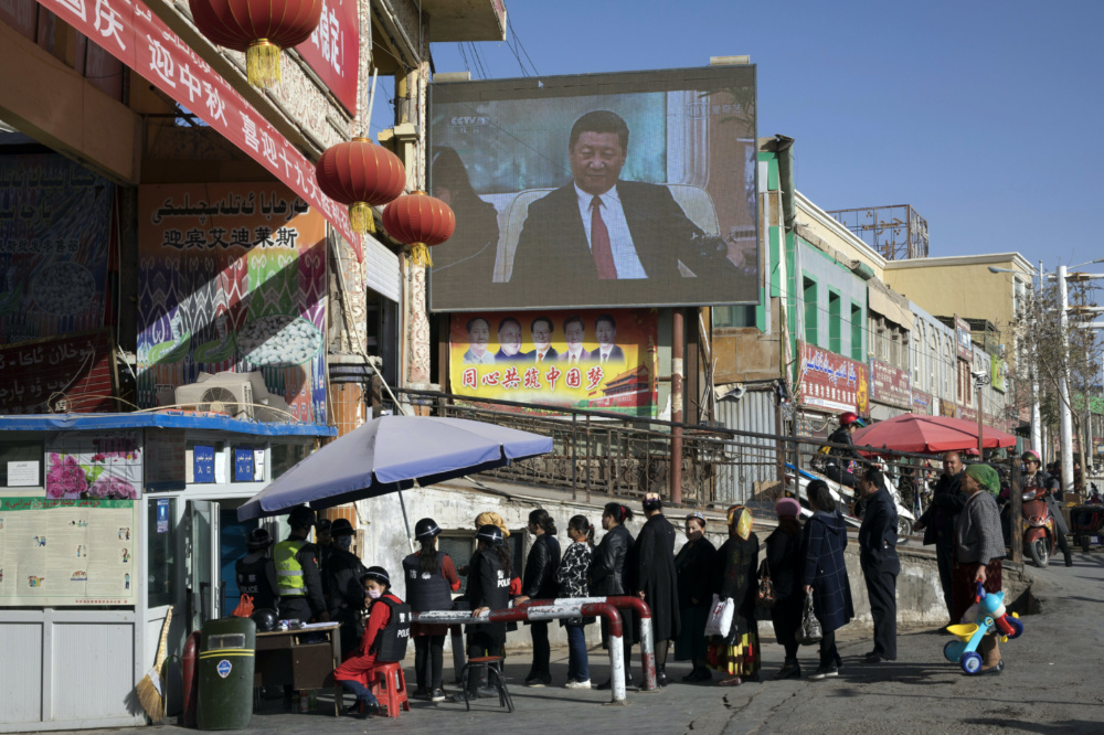 China Xinjiang security checkpoint