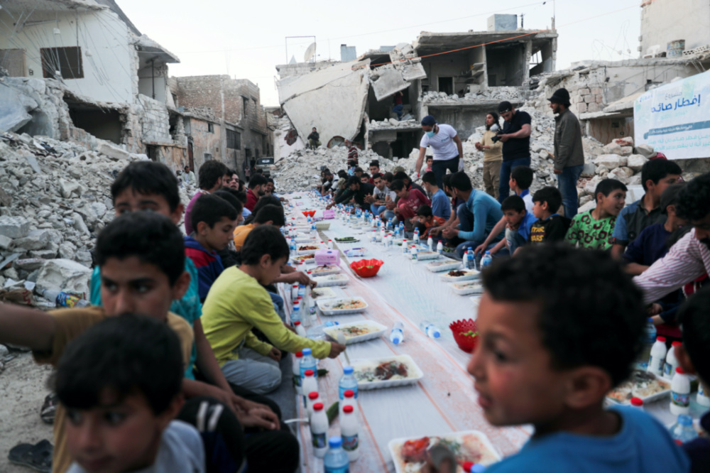 Syria Children eating Iftar meal