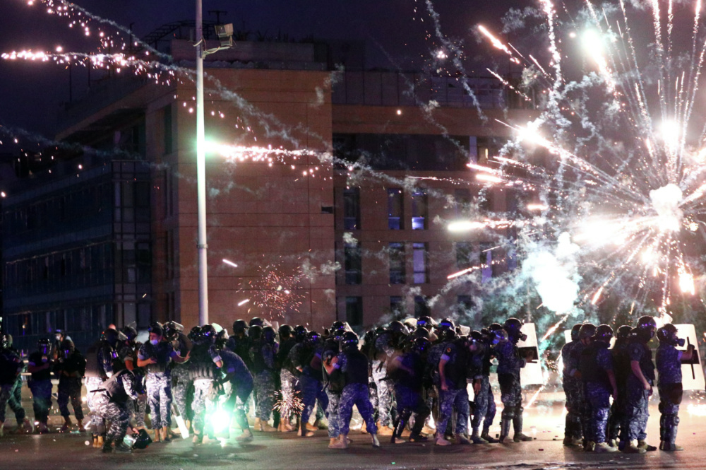 Lebanon protests police and fireworks