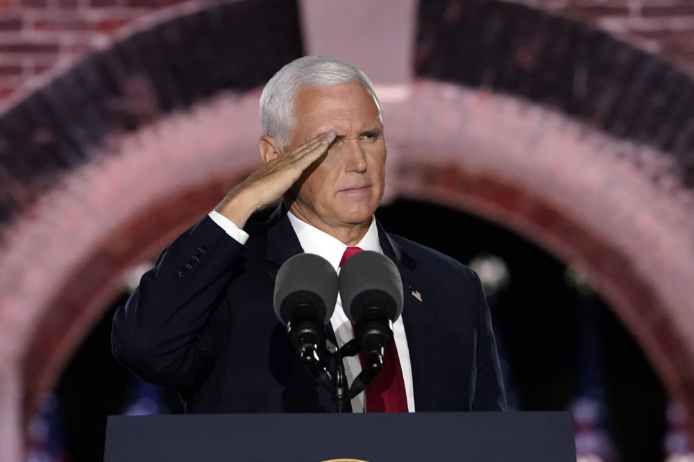 US politics Mike Pence saluting at RNC