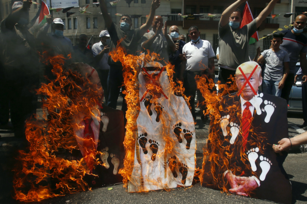 Palestinians protest Donald Trump