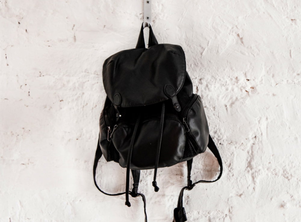 Backpack hanging on wall