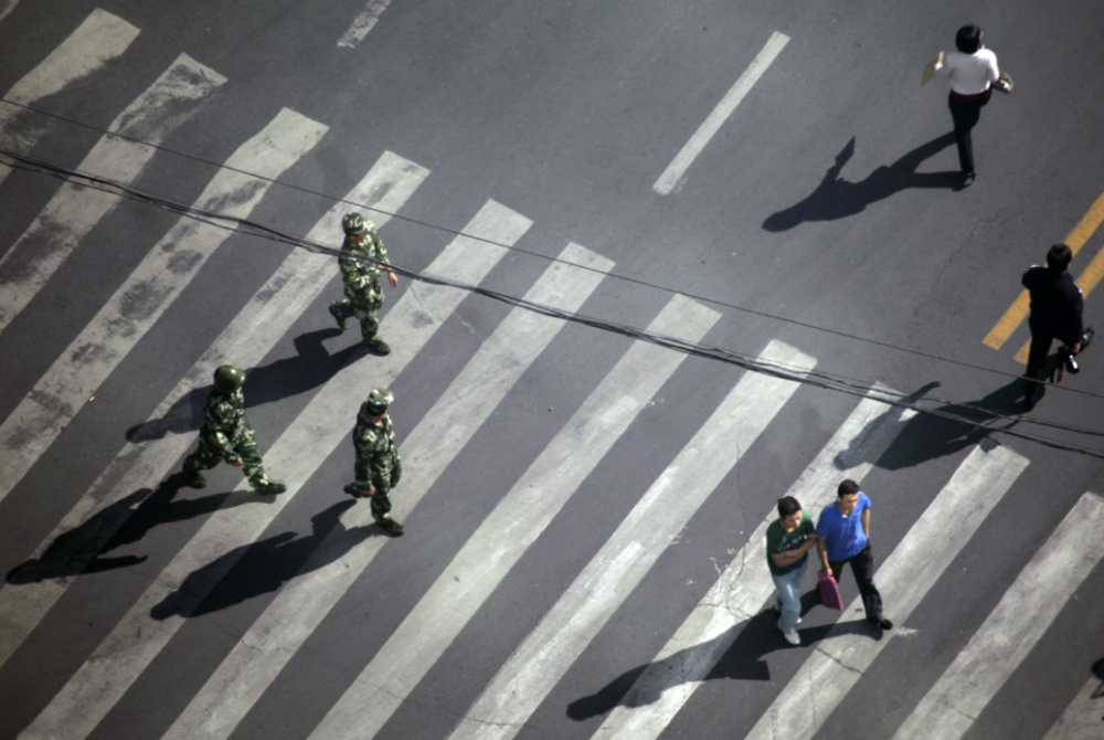 China Xinjiang pedestrian crossing