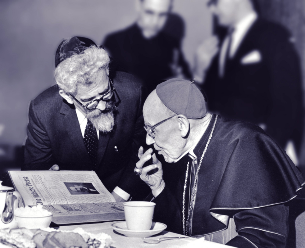 Rabbi Abraham Joshua Heschel meeting in New York with Cardinal Augustin Bea
