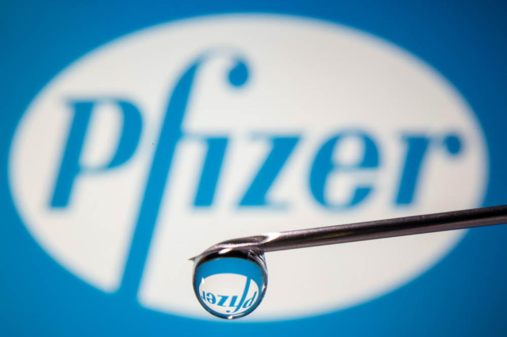 Pfizer logo vaccine announcement