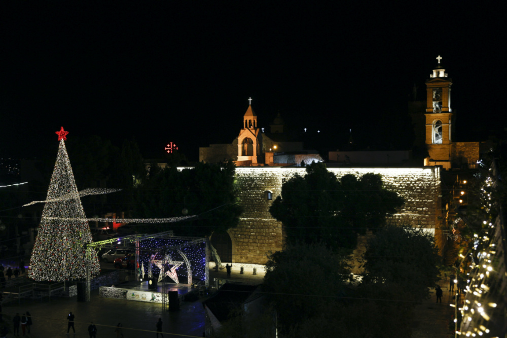Bethlehem Manger Square at night 2020