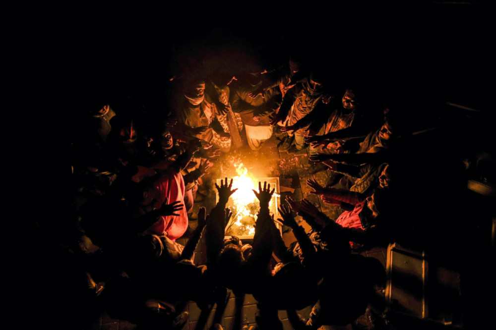 Bosnia migrant campfire