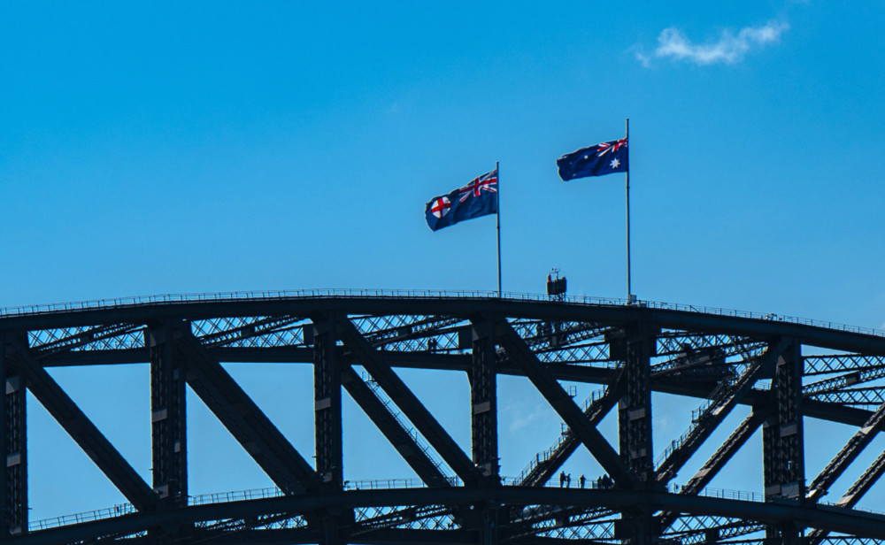 Australia Flags atop Sydney Harbour Bridge