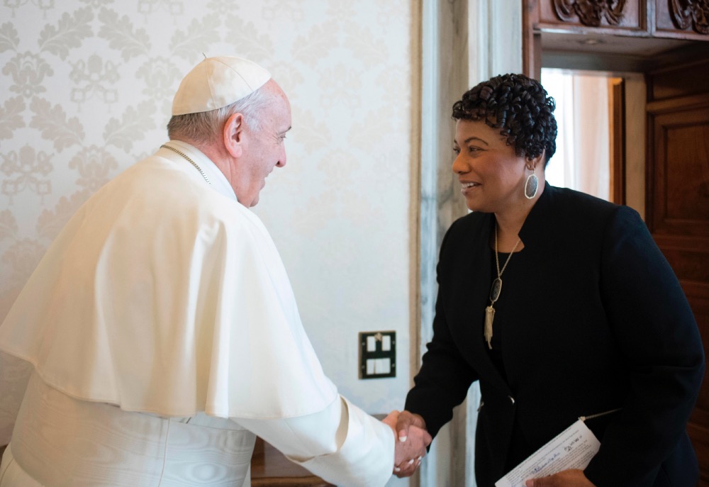 Pope Francis and Rev Bernice King 2018