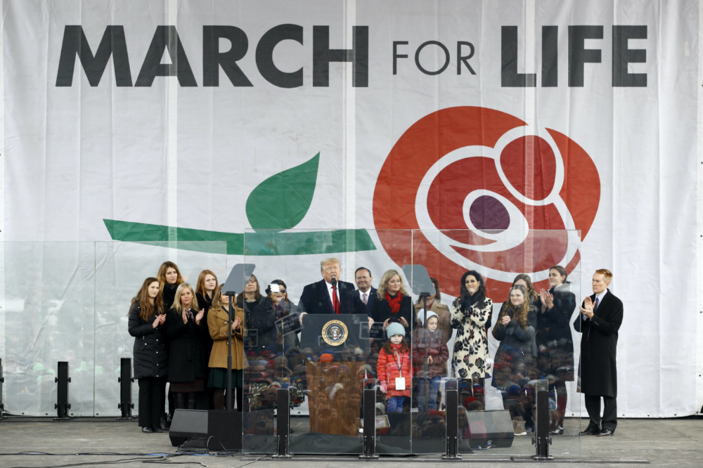 US Donald Trump at March for Life rally Jan 2020