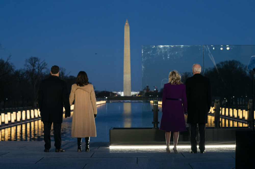 US Joe Biden and Kamala Harris COVID memorial