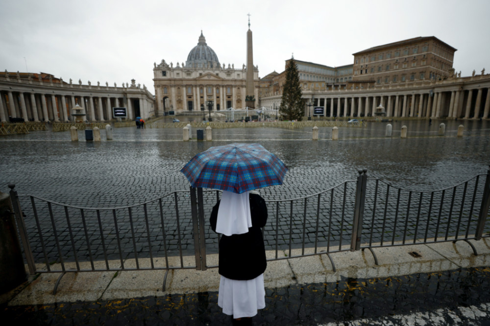 Vatican City St Peters Square lone nun