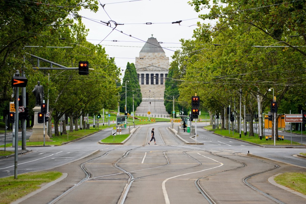 Australia Melbourne empty streets in lockdown