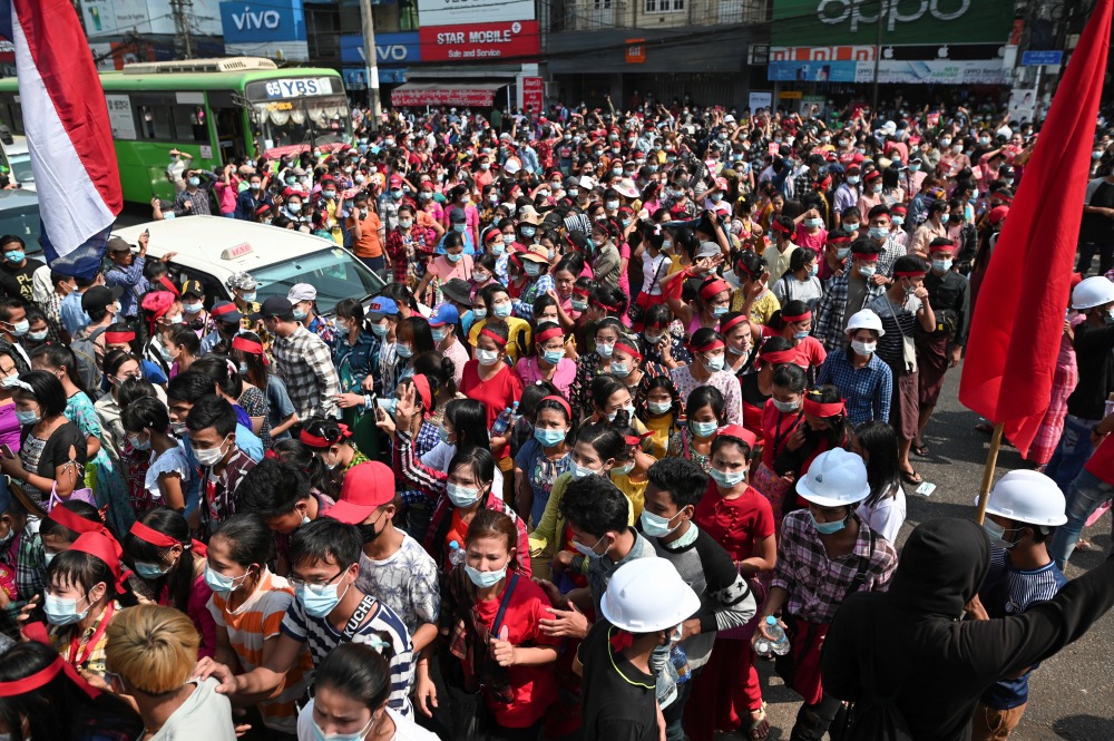 Myanmar Yangon coup protests