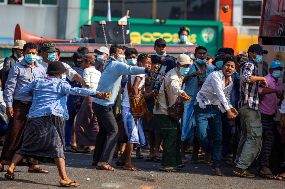 Myanmar Yangon pro military supporters