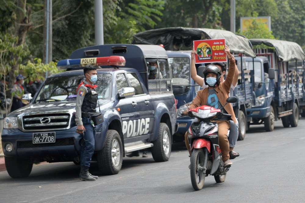 Myanmar protests motorcyclists