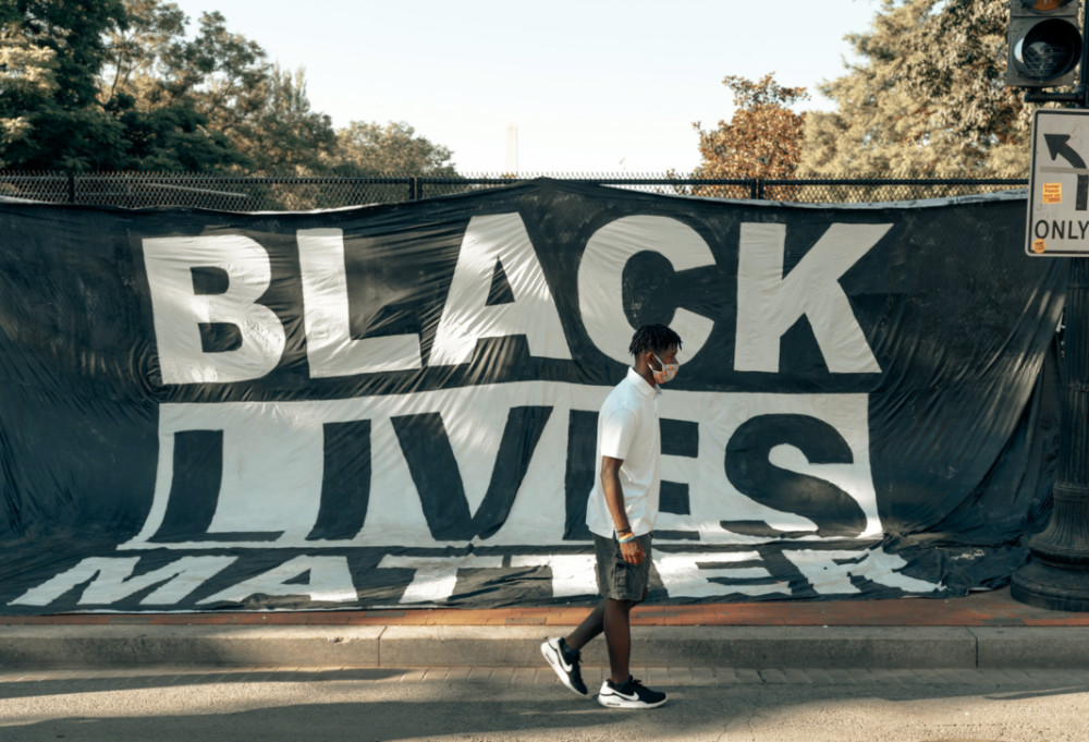US Washington DC Black Lives Matter banner