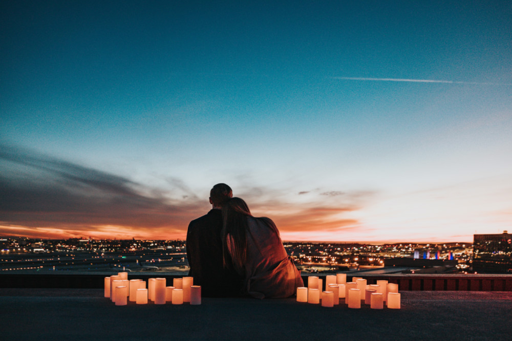 Couple looking at city lights