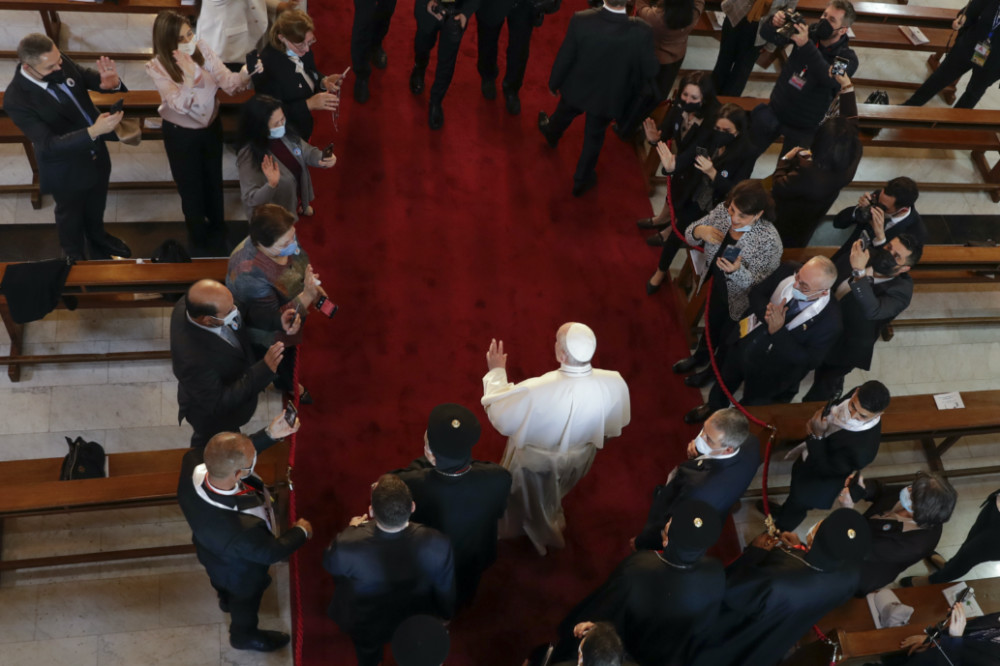 Iraq papal visit Pope arrives at Sayidat al Nejat