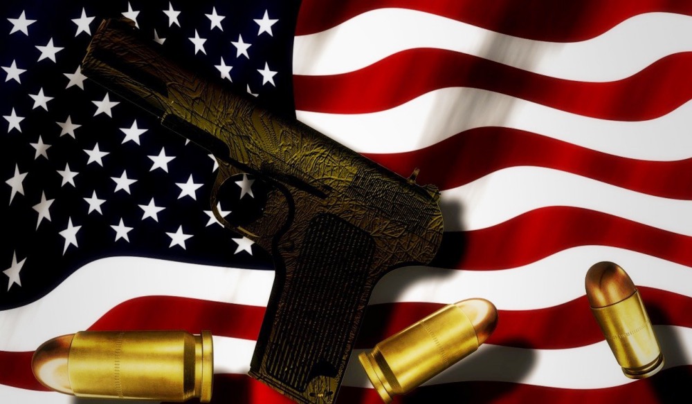 US flag and gun