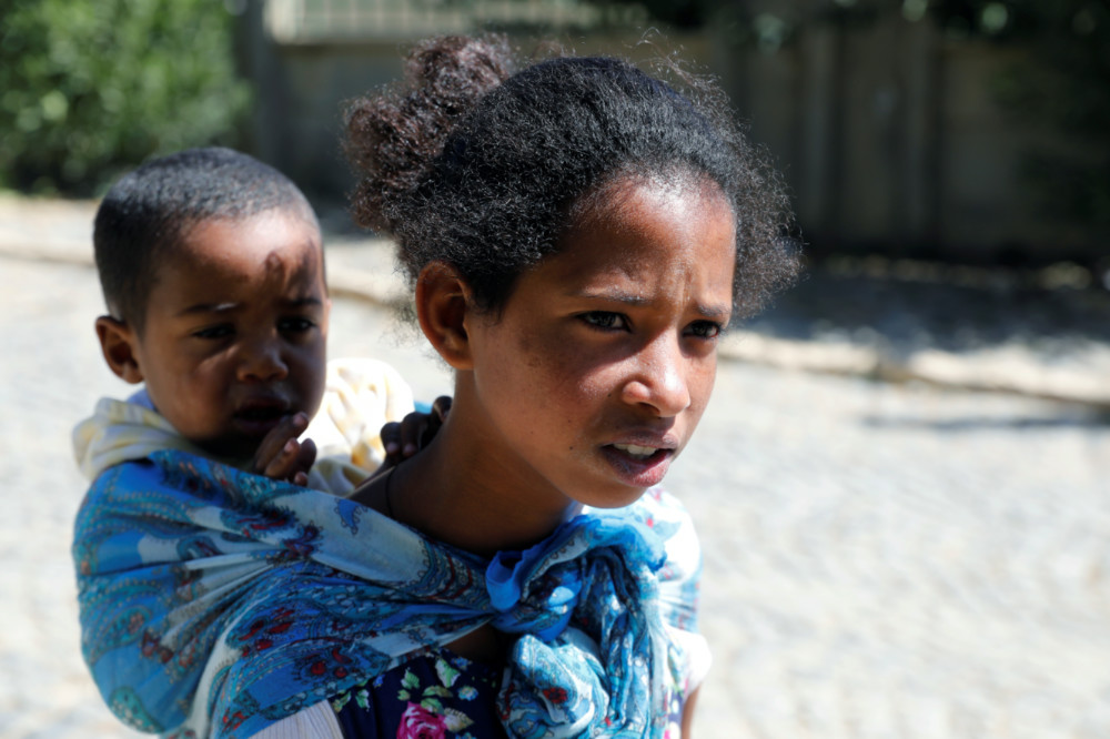Ethiopia Tigray girl with sibling