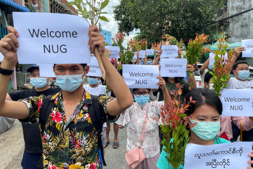 Myanmar Yangon NUG supporters
