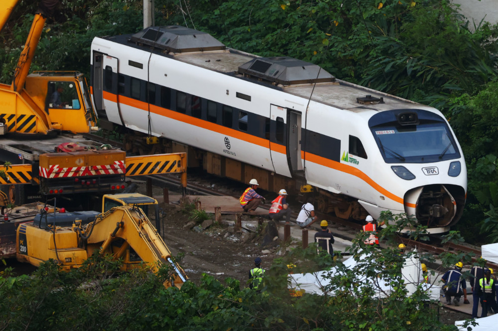Taiwan train crash rescue workers