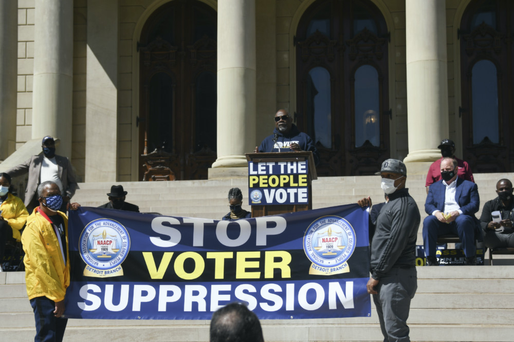 US Michigan voter supression protest