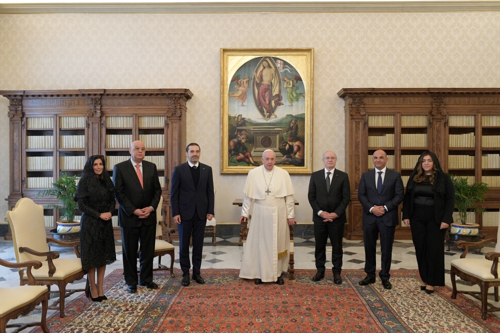 Vatican Pope Francis and Lebanese Prime Minister designate Saad al Hariri
