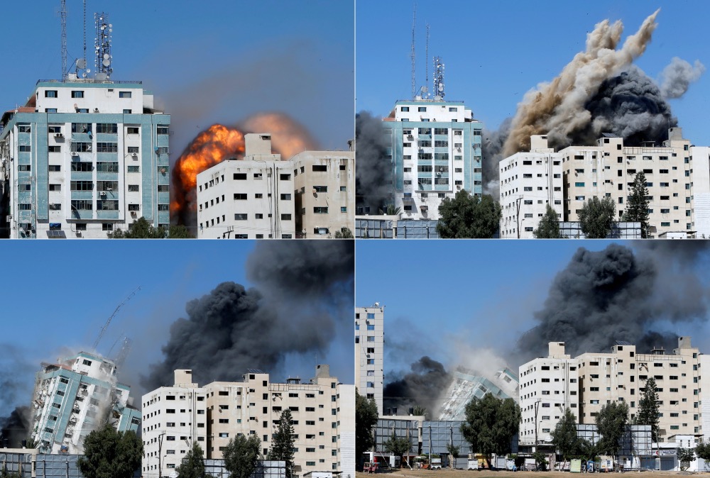 Gaza Building housing AP Al Jazeera collapses