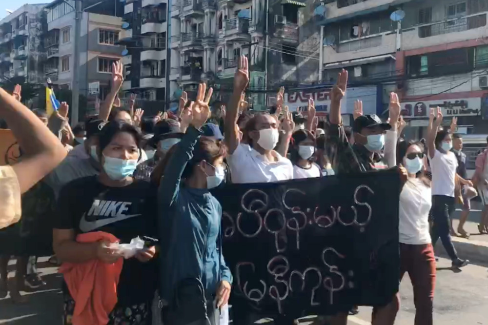 Myanmar Hlaing Township protest