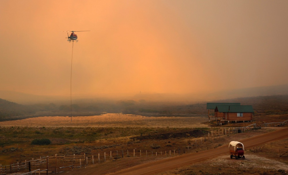 US Wyoming Bridger National Forest fire fighting herlicopter