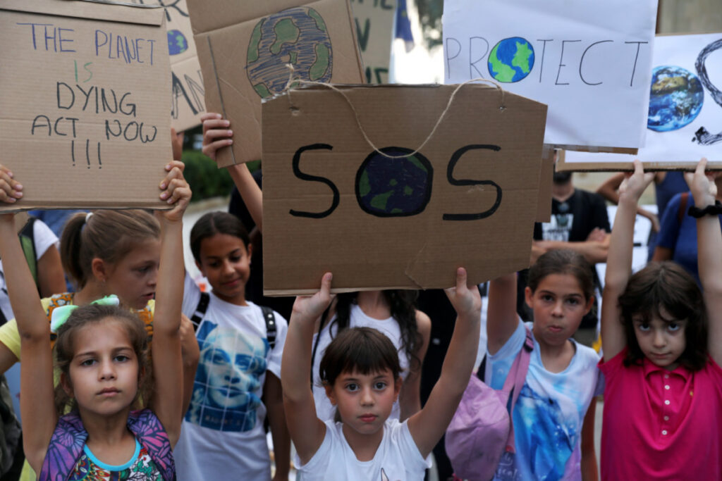 Cyprus children in a climate change rally