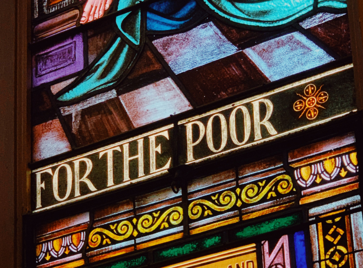 For the Poor stained glass