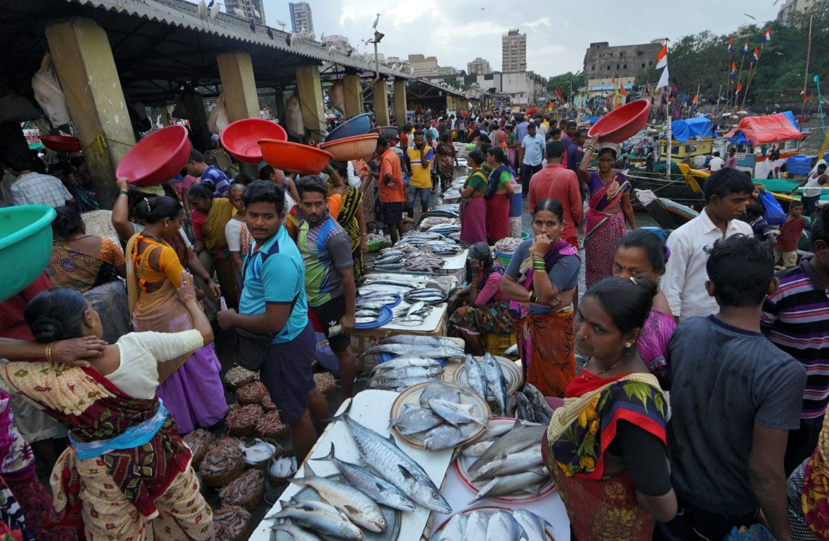 India Mumbai fish market