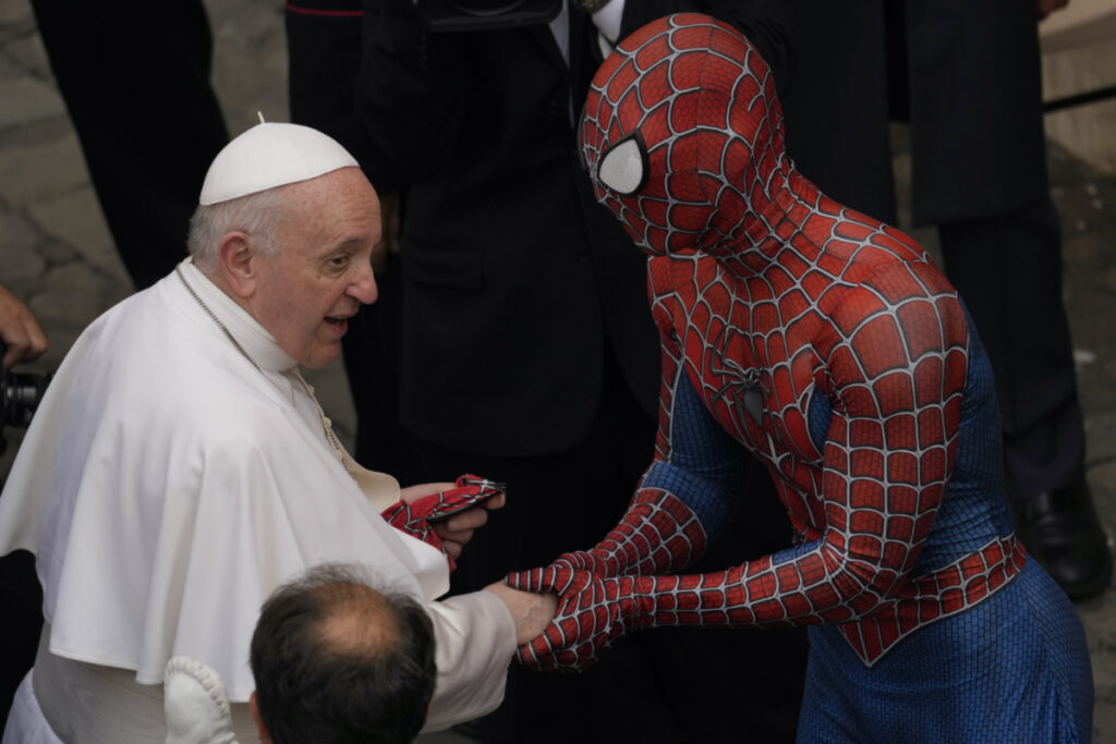 Pope Francis with Spiderman
